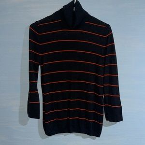 Express Design Studios Gray w/ Orange Stripes Women’s Sz L - 3/4 Sleeve Buttons